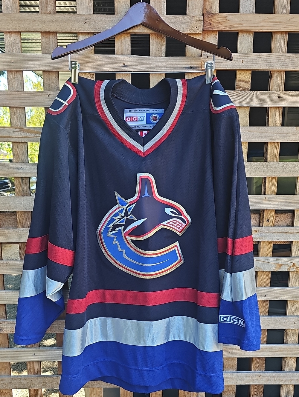 CCM Navy Blue  #44 Vancouver Canucks Hockey Jersey